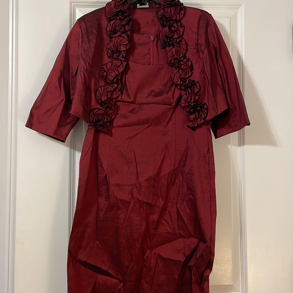 Red and Black Shall and Dress Set